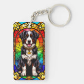 犬芸術的ステンドグラスポートレート キーホルダー (裏面)