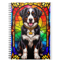 犬芸術的ステンドグラスポートレート ノートブック