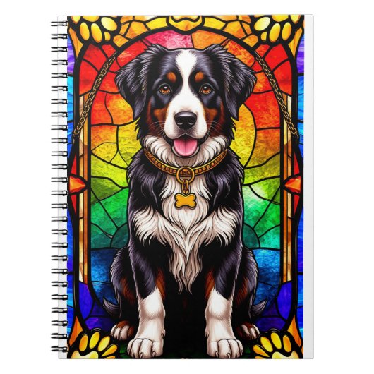 犬芸術的ステンドグラスポートレート ノートブック (正面)