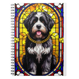 犬芸術的ステンドグラスポートレート ノートブック