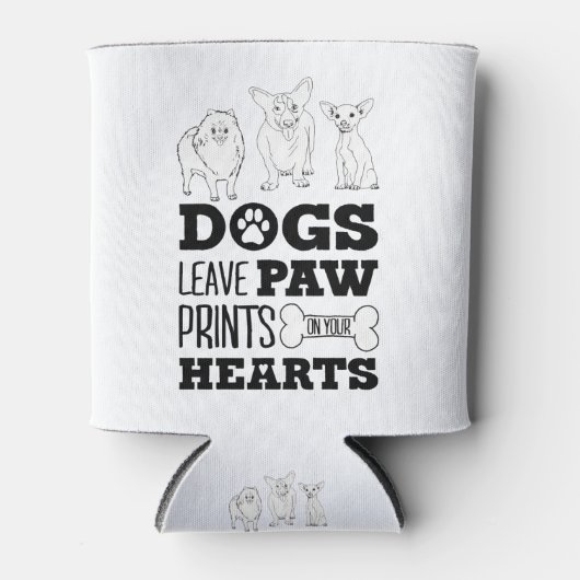 犬葉の足のプリントあなたのハートかわいい子犬Ske 缶クーラー (正面)