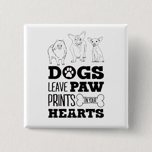 犬葉の足のプリントあなたのハートかわいい子犬Ske 缶バッジ (正面)