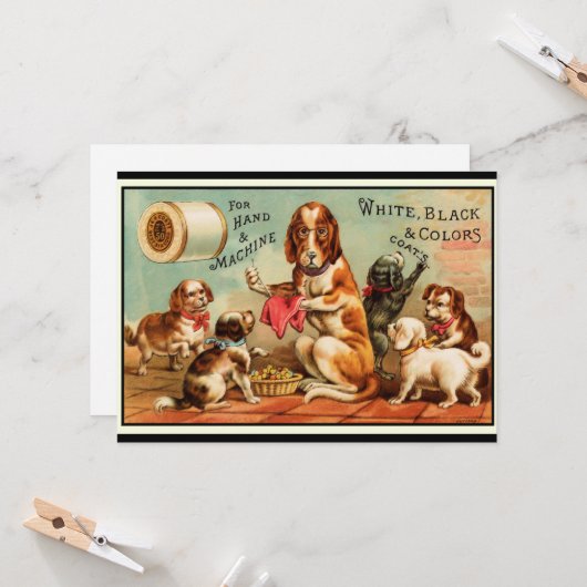 犬裁縫葉書 カード (正面/裏面インサイチュ)