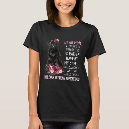 犬親愛のパグ母ハッピー母の日 Tシャツ (正面)