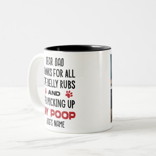 犬親愛のパパおもしろいカスタム – 犬の写真と名前 ツートーンマグカップ (正面左)