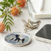 犬記念の大きい(2.125")優れた円形のKeychain キーホルダー (側面)