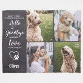 犬記念記念悔やみや弔慰ペットフォトコラージュ フリースブランケット (正面(横))