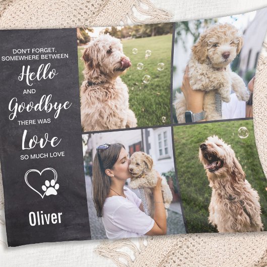 犬記念記念悔やみや弔慰ペットフォトコラージュ フリースブランケット