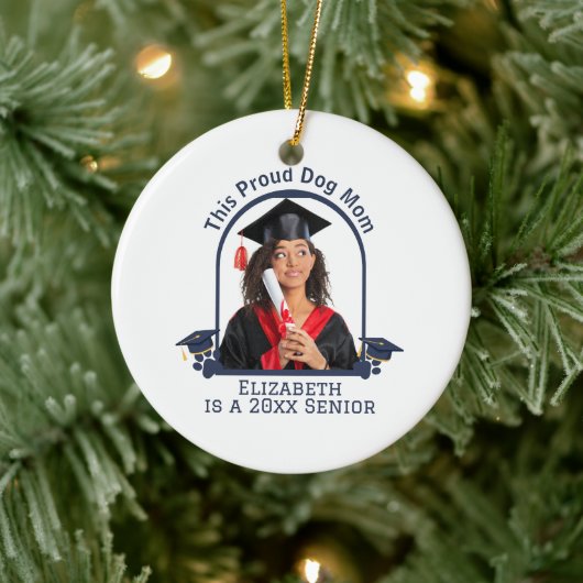 犬誇りを持った母はシニアだ – カスタム卒業 セラミックオーナメント (ツリー)