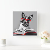 犬読の本 スクエア壁時計 (ホーム)