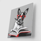 犬読の本 スクエア壁時計 (傾斜)