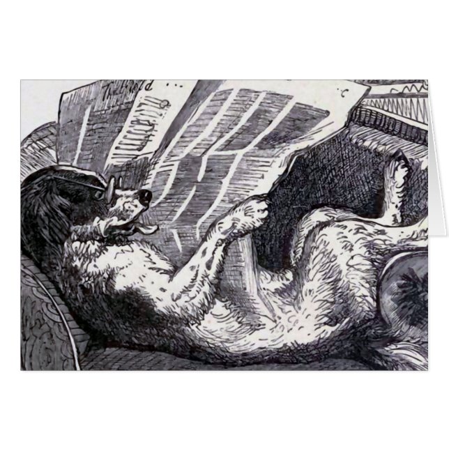"犬読書新聞"のヴィンテージのイラストレーション (正面横)