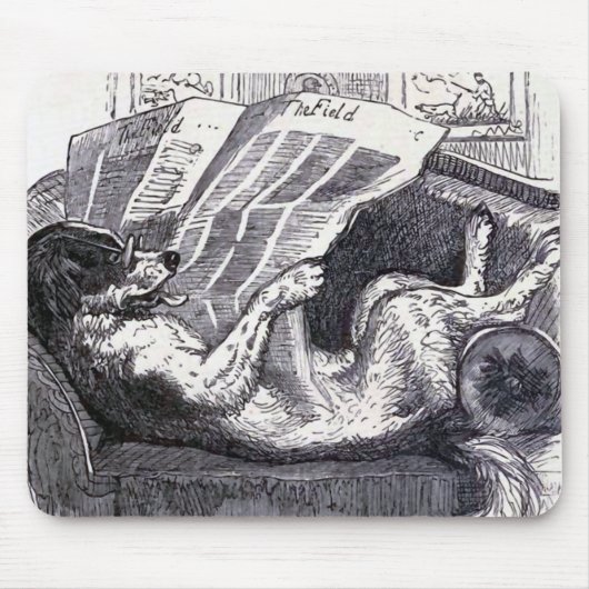 "犬読書新聞"のヴィンテージのイラストレーション マウスパッド (正面)