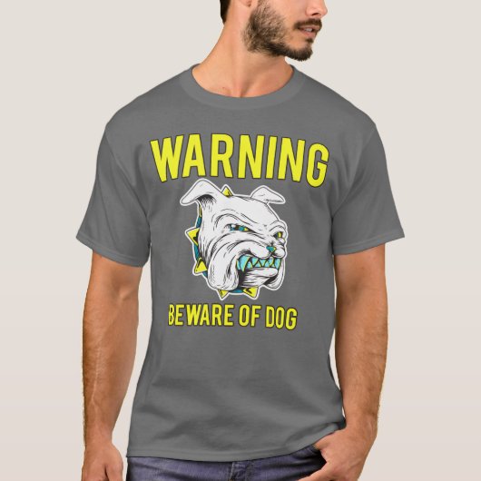 犬警告の少年のヴィンテージに用心 Tシャツ (正面)