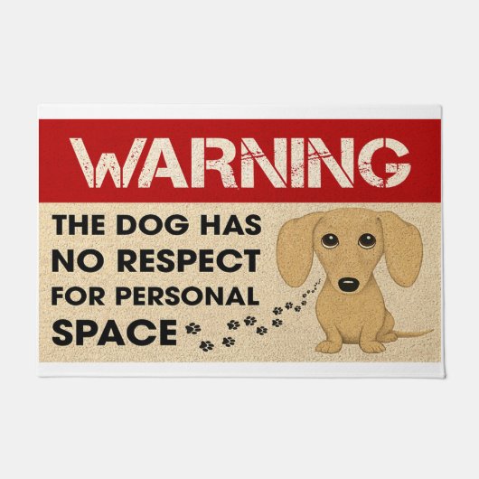 犬警告は個人の宇宙を尊重しない ドアマット (正面)