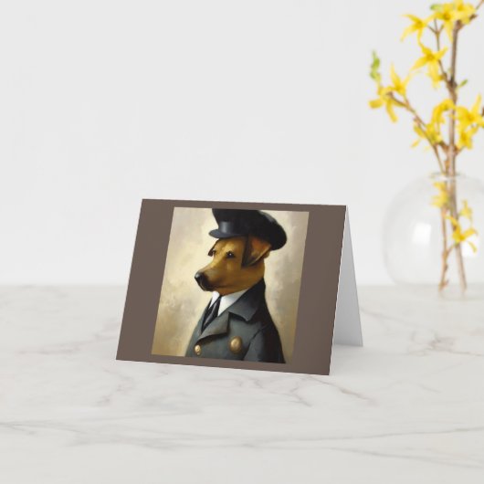 犬警官 カード (黄色い花)