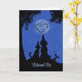 犬賛美と猫とハッピーバースデーする カード (黄色い花)