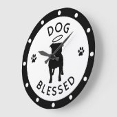 "犬賛美"ピットブルエンジェル壁時計 ラージ壁時計 (傾斜)