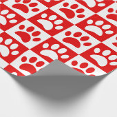 犬赤と白が歩くカスタム ラッピングペーパー (角)