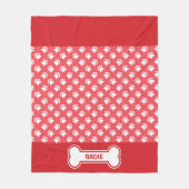 犬赤と白の足と骨の名前 フリースブランケット (正面)