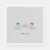 犬遊とクリスマスライトパーティーナプキン スタンダードランチョンナプキン (正面)