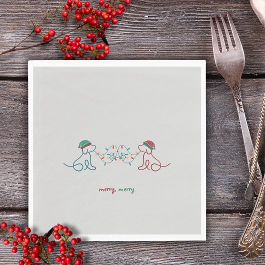 犬遊とクリスマスライトパーティーナプキン スタンダードランチョンナプキン