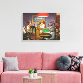 犬遊のトランプのポーカーが困っている友人 キャンバスプリント (インサイチュ (リビング))