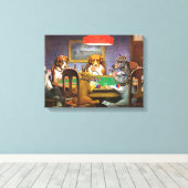 犬遊のトランプのポーカーが困っている友人 キャンバスプリント (インサイチュ (ウッドフロア))