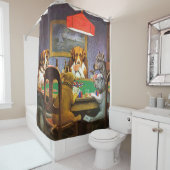 犬遊のトランプのポーカーが困っている友人 シャワーカーテン (インサイチュ)