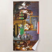 犬遊のトランプのポーカーが困っている友人 ビーチタオル (正面)