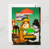 犬遊のトランプのポーカー ポストカード (正面/裏面)