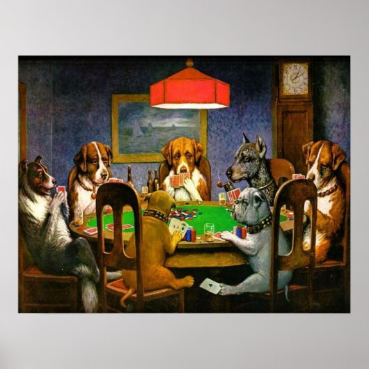 犬遊のトランプのポーカーA友人Need Cassius Marc ポスター (正面)