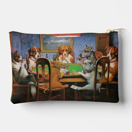 犬遊のトランプのポーカーby C.M. Coolidge アクセサリーポーチ (裏面)