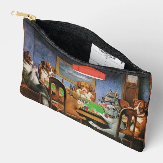 犬遊のトランプのポーカーby C.M. Coolidge アクセサリーポーチ (見開き)