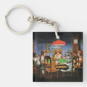 犬遊のトランプのポーカーby C.M. Coolidge キーホルダー