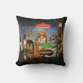 犬遊のトランプのポーカーby C.M. Coolidge クッション (正面)