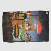 犬遊のトランプのポーカーby C.M. Coolidge ゴルフタオル (横)