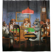 犬遊のトランプのポーカーby C.M. Coolidge シャワーカーテン (正面)