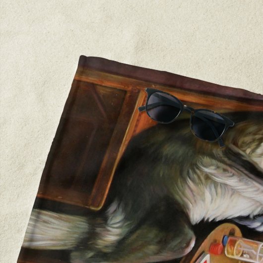 犬遊のトランプのポーカーby C.M. Coolidge ビーチタオル (インサイチュ)