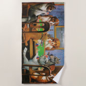 犬遊のトランプのポーカーby C.M. Coolidge ビーチタオル (正面)