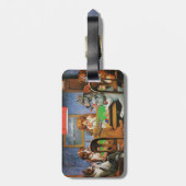 犬遊のトランプのポーカーby C.M. Coolidge ラゲッジタグ (裏面縦)