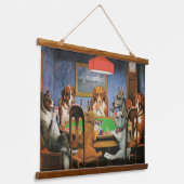 犬遊のトランプのポーカーby C.M. Coolidge 吊り下げ型タペストリー (傾斜あり)