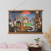 犬遊のトランプのポーカーby C.M. Coolidge 吊り下げ型タペストリー (寝室)