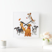 犬遊の スクエア壁時計 (ホーム)