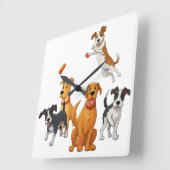 犬遊の スクエア壁時計 (傾斜)