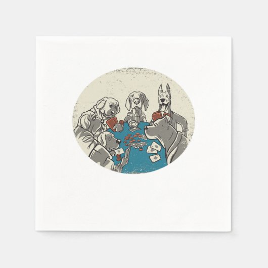 犬遊ズポーカーカード賭博ギフト スタンダードカクテルナプキン (正面)