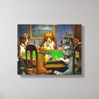 犬遊トランプのポーカー キャンバスプリント