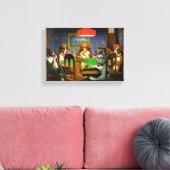 犬遊トランプのポーカー キャンバスプリント (インサイチュ (リビング))