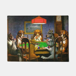 犬遊トランプのポーカー ドアマット