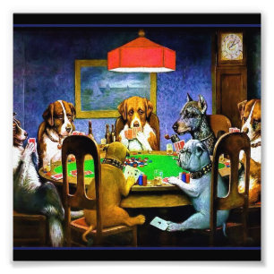 犬遊トランプのポーカー フォトプリント